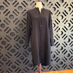 EILEEN FISHER | Organic Cotton Button-Front Long Tunic Shirt Dress